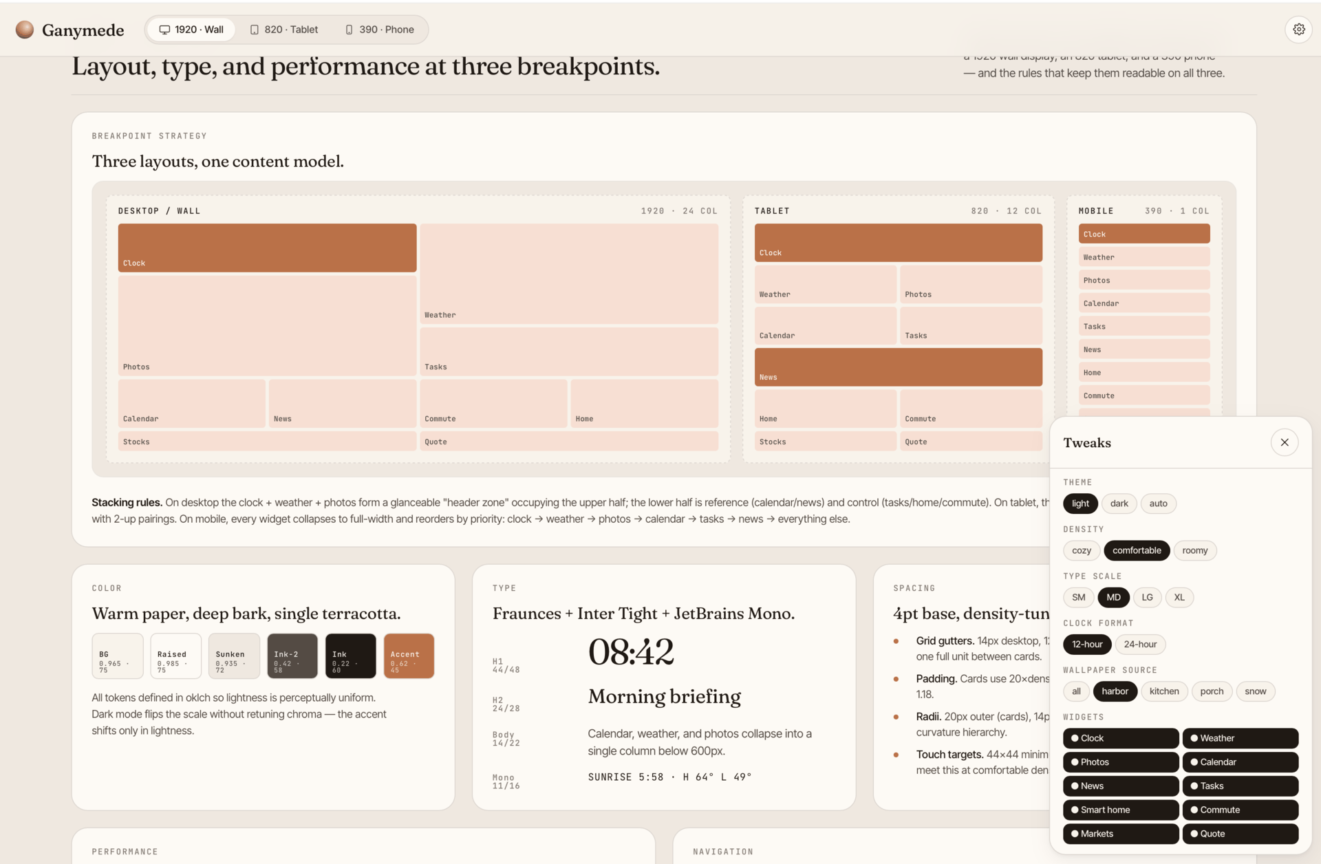 Ganymede home dashboard